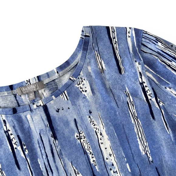 Habitat Clothes to Live XL Blue White Multicolor 100% Cotton 3/4 Sleeve Top NWOT - Picture 5 of 14